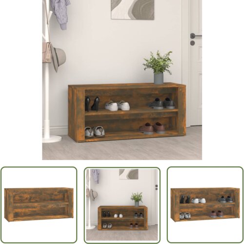 The Living Store Regal za čevlje dimljen hrast 100x35x45 cm inženirski les - Stojalo Za Čevlje, (21744529) Cene