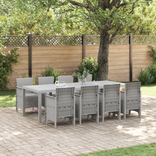 VidaXL Set za obedovanje na otvorenom 9 pcs Bijelo 250 x 100 x 73 cm Slike