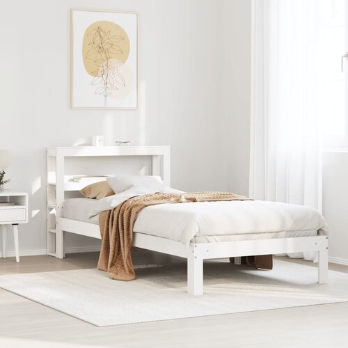 VidaXL Posteljni okvir z vzglavjem brez vzmetnice bel 90x200 cm Slike