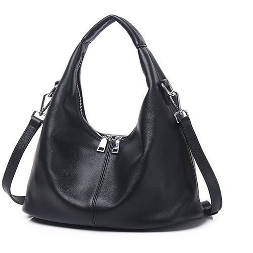 INF Črna usnjena torba Cloud Bag z zadrgo, (21539008) Slike