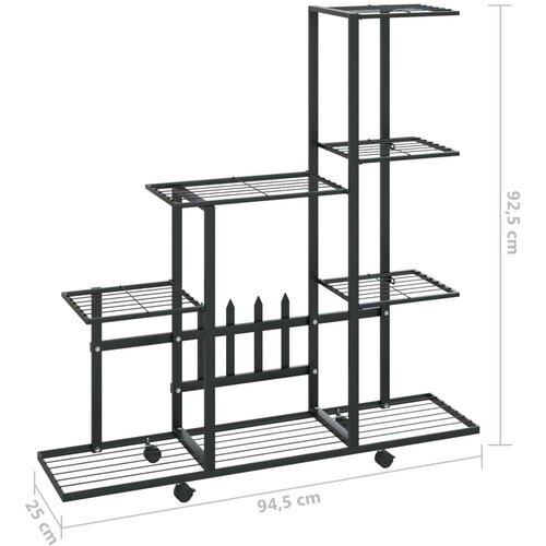  Stalak za cvijeće s kotačima 94 5 x 25 x 92 5 cm crni metalni Slike