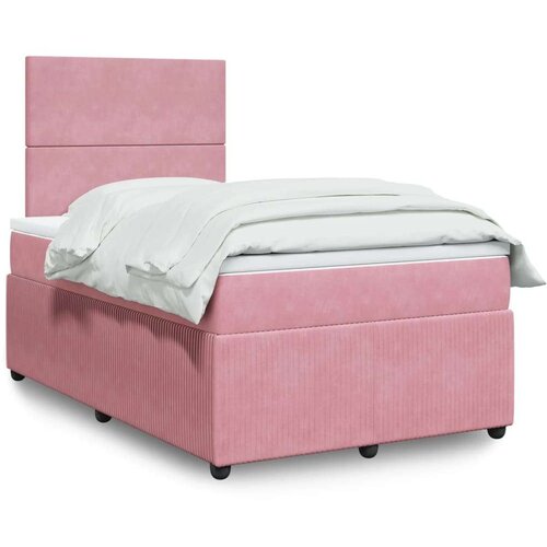 vidaXL Box spring postelja z vzmetnico roza 120x190 cm žamet Cene