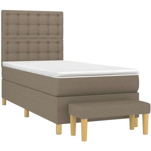 VidaXL Krevet s oprugama i madracem smeđesivi 90x190 cm od tkanine Slike