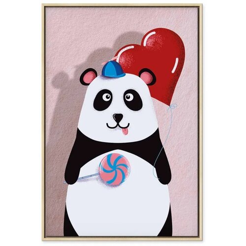  Slika - Panda with a Balloon (1 Part) Vertical 40x60 U prirodnom drvenom okviru Slike