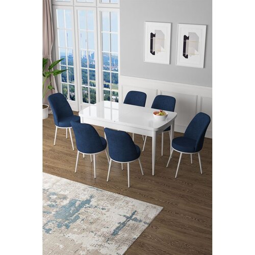 Hanah home Set Trpezarijski sto i 6 stolica Zen, plava i bijela Cijene