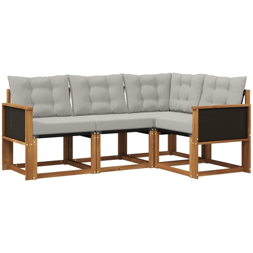 vidaXL Zunanja garnitura za sedenje 4 pcs Naravna in svetlo siva, (5000280426) Cene