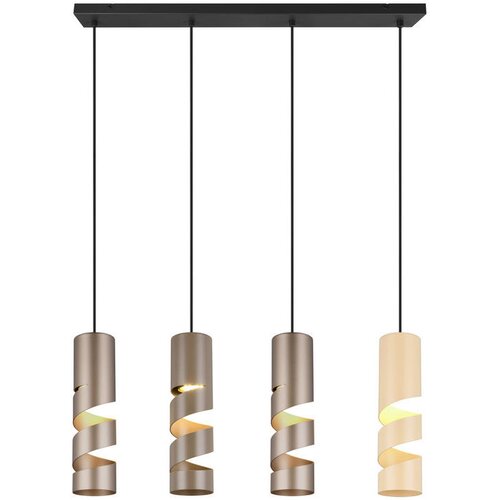 Trio Leuchten Moderne hanglamp zwart met taupe en beige 4-lichts - Stream Slike