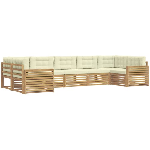  Set vanjskih sofa 7 kom. Bijela i krem Čvrsto drvo akacije 404 x 172,5 x 73 cm Slike