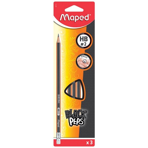 Maped grafitni svinčnik Black'peps z radirko, HB, 3 kosi Cene