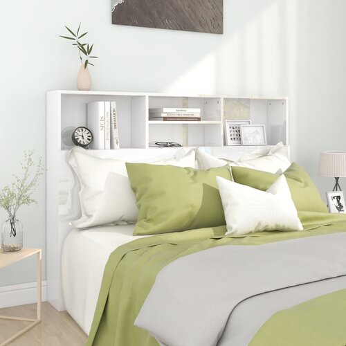 VidaXL vzglavna omarica visok sijaj bela 140x19x103,5 cm Slike
