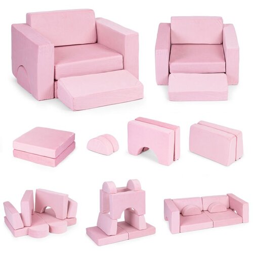 ECO TOYS DIY modularna sofa sa 8 jastuka - pink Slike