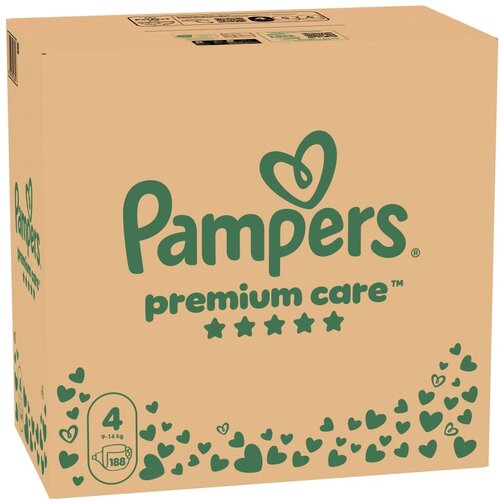 Pampers Premium Care pelene (mesečni box), veličina 4, 9-14 kg, 188 kom Slike