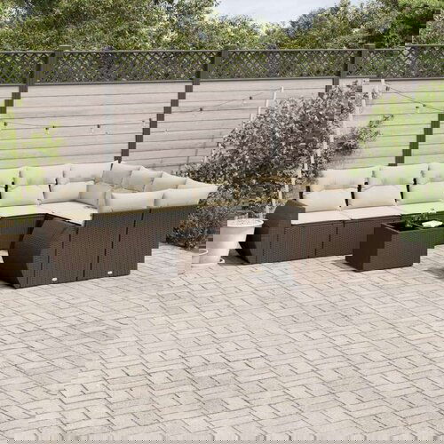 vidaXL 10-dijelni set vrtnih sofa od poliratana s jastucima smeđi Cijene