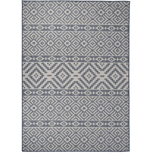 VidaXL Vanjski tepih ravnog tkanja 120 x 170 cm plave pruge Slike
