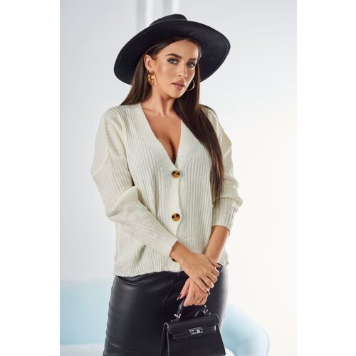 Kesi Ribbed sweater with buttons ecru Slike