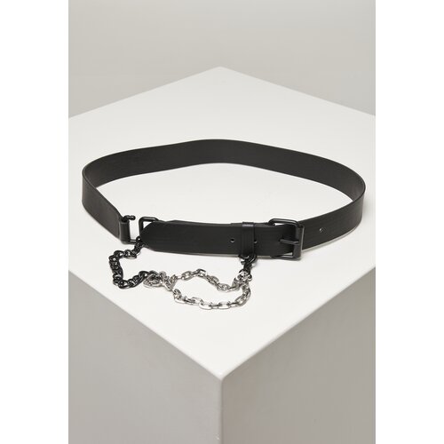 Urban Classics Imitation leather strap with metal chain black Slike