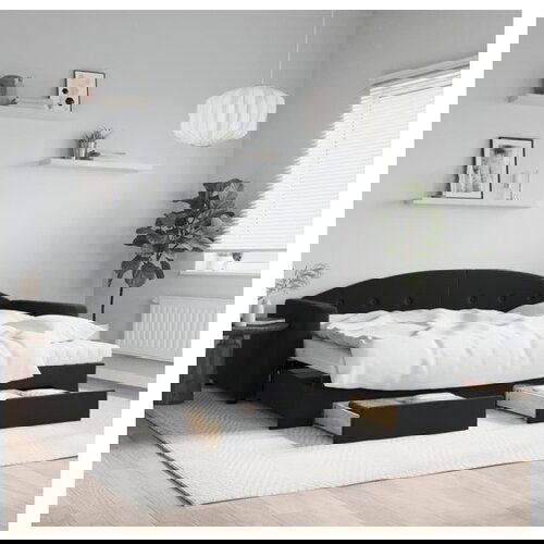 vidaXL Izvlečna dnevna postelja s predali črna 90x190 cm žam Cene