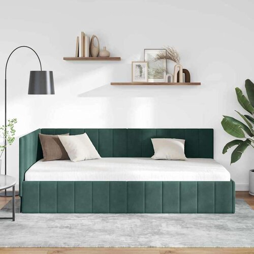  Kutni okvir kreveta s uzglavljem Tamnozelena 90 x 190 cm Bar&amp;scaron;un Slike