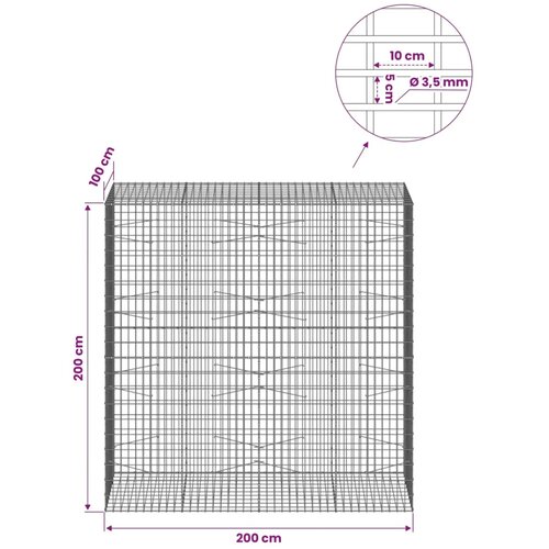  Gabion s žicom debljine 3 5 mm i mrežom 5x10 cm 200x100x200 cm - 100 cm 200 cm 200 cm Slike