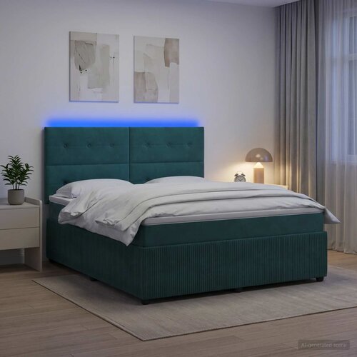 LED okvir za krevet s madracem Tamnozelena 160 x 200 cm Bar&scaron;un Cijene