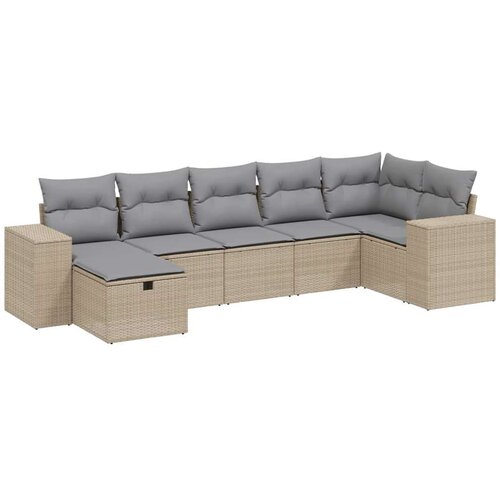 VidaXL 7-dijelni set vrtnih sofa s jastucima bež od poliratana Slike