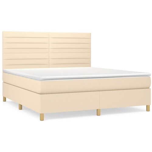 vidaXL Box spring postelja z vzmetnico krem 160x200 cm blago, (20894802) Cene