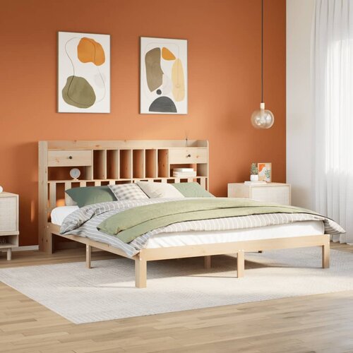 Krevet s regalom za knjige bez madraca 180x200 cm od borovine Cene