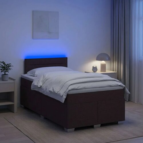  Krevet s box springom madracem i LED-om Tamno smeđa Tkanina - Tamno smeđa 120 x 190 cm Dizajn linija Cene