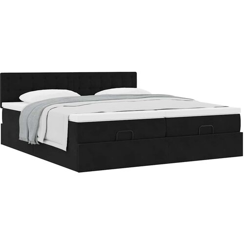 VidaXL Okvir kreveta s madracima crni 160x200cm bar&amp;scaron;unasti Slike