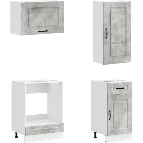  Kuhinjska jedinica KALMAR 8 pcs Betonska siva Konstruirano drvo Slike