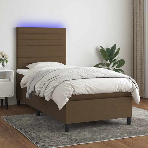  box spring s madracem LED tamnosmeđi 80 x 200 cm tkanina Cene