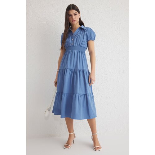 Trendyol Indigo Straight A-Line Midi Woven Dress Slike