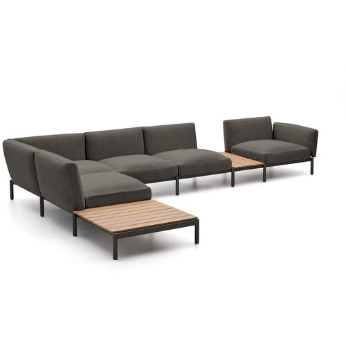 Kave Home Temno siv oblazinjen vrtni kavč (levi kot) Sorells &amp;ndash; Slike