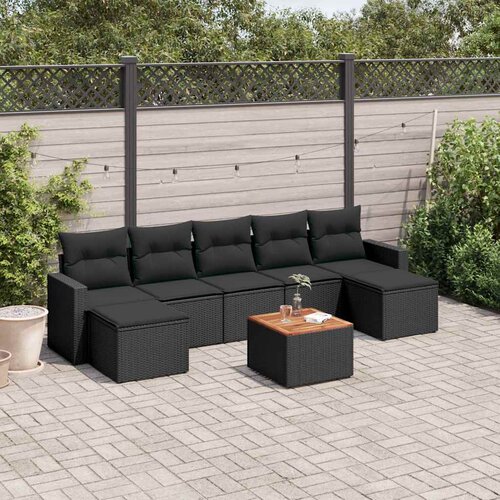 8-dijelni set vrtnih sofa od poliratana s jastucima crni Cijene