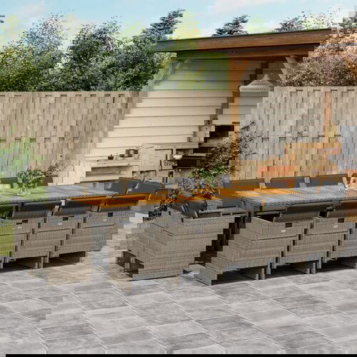 vidaXL 15-dijelni vrtni blagovaonski set s jastucima poliratan sivi Cijene