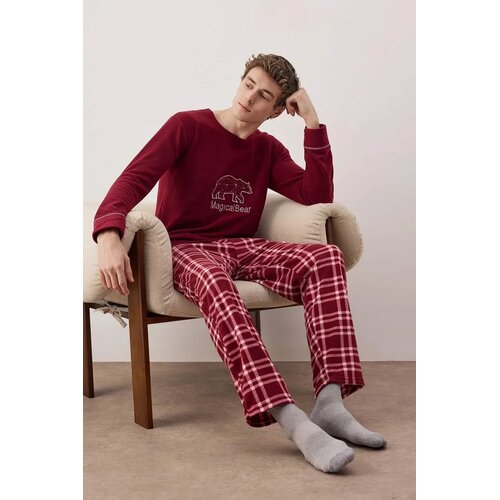 Trendyol Mu&scaron;ki set pidžame Tedaw25Pt00035, Bordo Cene