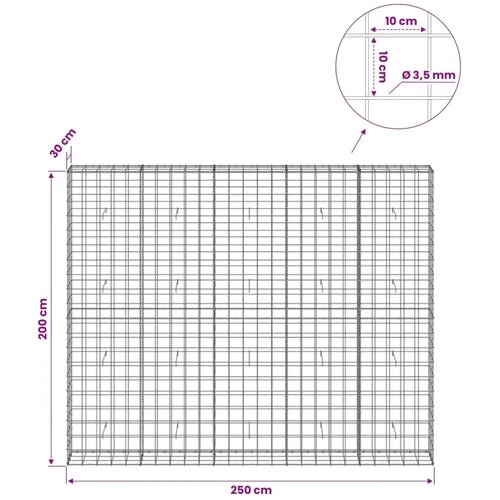  Gabion s žicom debljine 3 5 mm i mrežom 10x10 cm 250x30x200 cm - 30 cm 200 cm 250 cm Slike