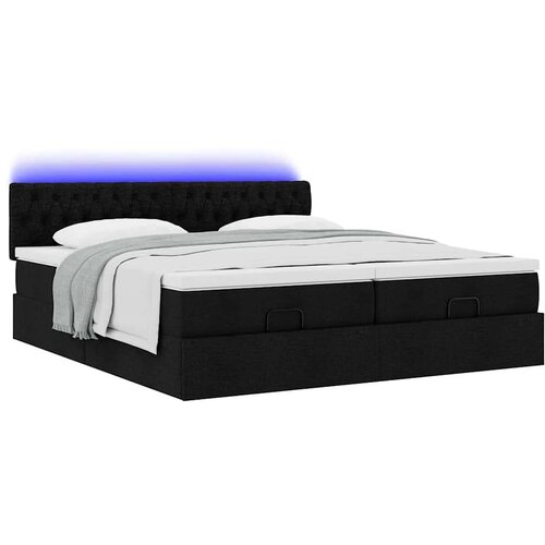 VidaXL Okvir kreveta s madracima crni 160x200cm od tkanine Slike