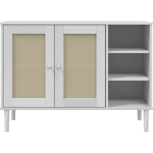  Komoda SENJA bijela izgled ratana 112x40x80 cm masivna borovina Slike