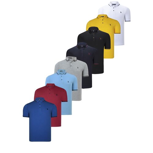 Dewberry SET OF EIGHT T8586 MEN&amp;#039;S T-SHIRT-BLACK-WHITE-NAVY-BURGUNDY-GREY-LIGHT BLUE-YELLOW-SAKS Slike