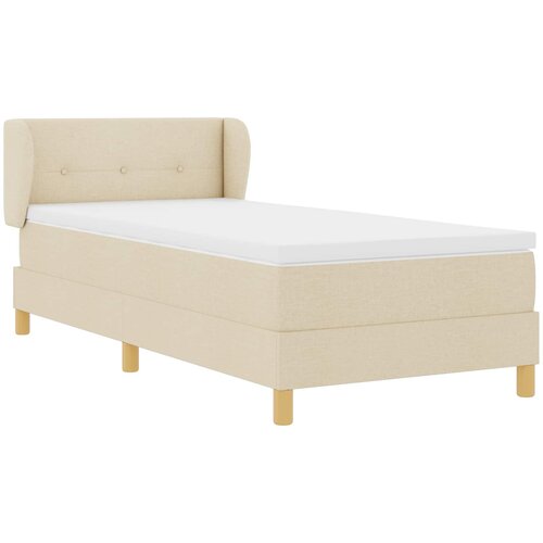  Krevet s opruga kutije s uzglavljem Krema 100 x 200 cm tkanina Slike