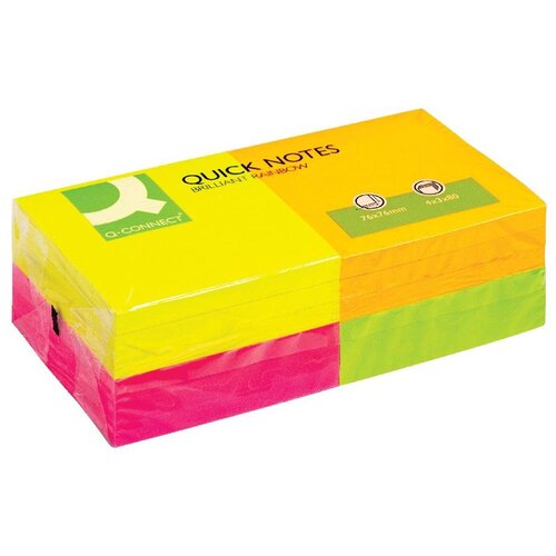 Q-Connect Kocka samolepilnih lističev neon 76mm x 76mm komplet 12 x 75listov KF10508, (20377657) Cene