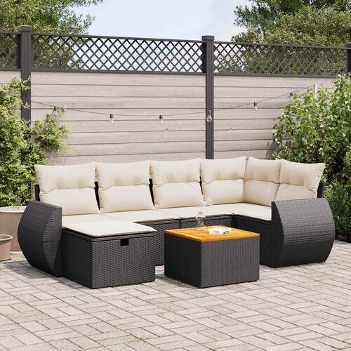  7-dijelni set vrtnih sofa od poliratana s jastucima crni Crna Cene
