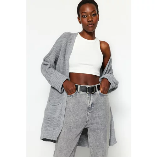 Trendyol Gray Oversized Knitwear Cardigan