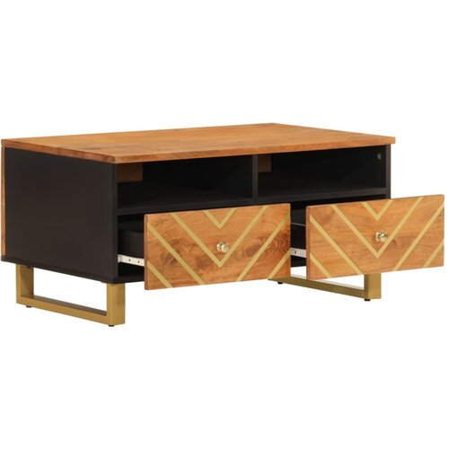  Stolić za kavu smeđe-crni 80x54x40 cm od masivnog drva manga Slike