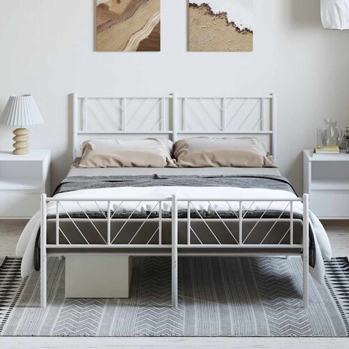  Metalni okvir kreveta uzglavlje i podnožje bijeli 135 x 190 cm Cijene