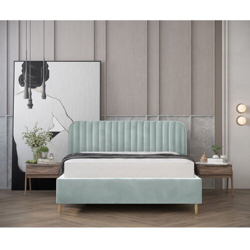 Maison de R&amp;ecirc;ve Mentol zeleni tapecirani bračni krevet s prostorom za odlaganje s podnicom 160x200 cm Noto &amp;ndash; Slike