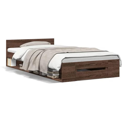  Okvir kreveta s ladicom boja smeđeg hrasta 90x190 cm drveni