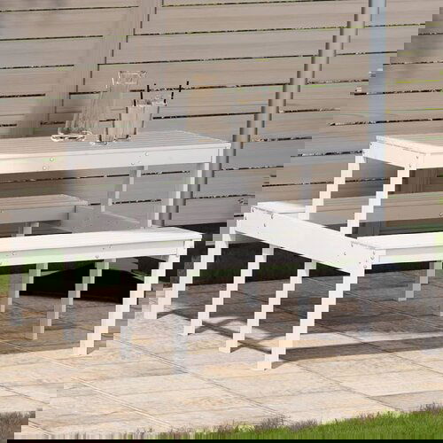 VidaXL Stol za piknik bijeli 110 x 134 x 75 cm od masivne borovine Slike