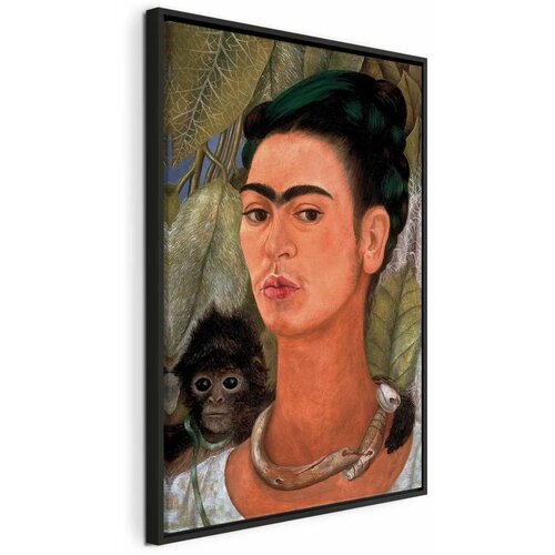  Slika - Frida Kahlo &ndash; Self-Portrait with Monkey 80x120 U crnom drvenom okviru Cijene